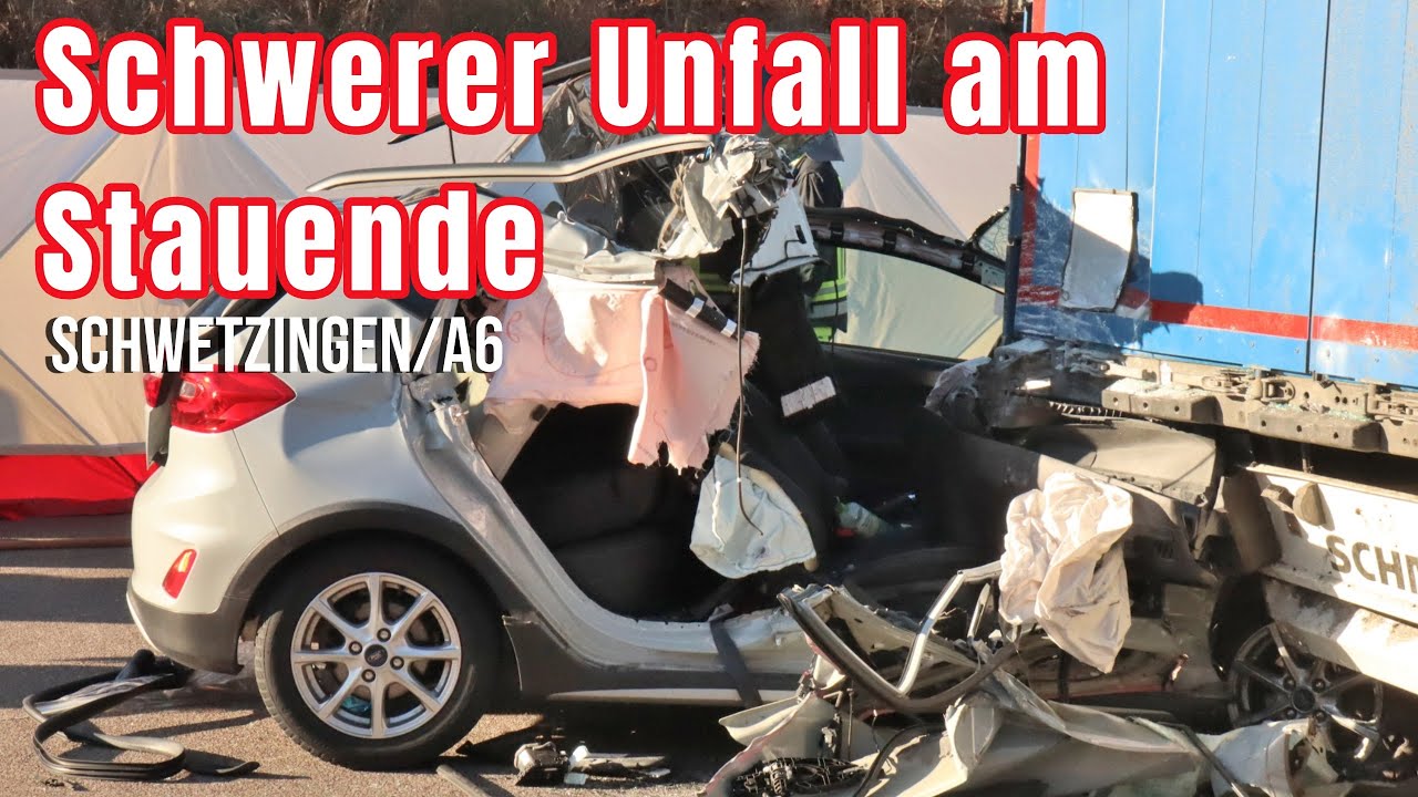 Auto kracht am Stauende in Lkw – A6 bei Schwetzingen stundenlang gesperrt!