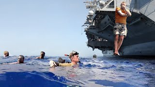 Daily Life of US Sailors Inside Aircraft Carrier Working at Sea for Months