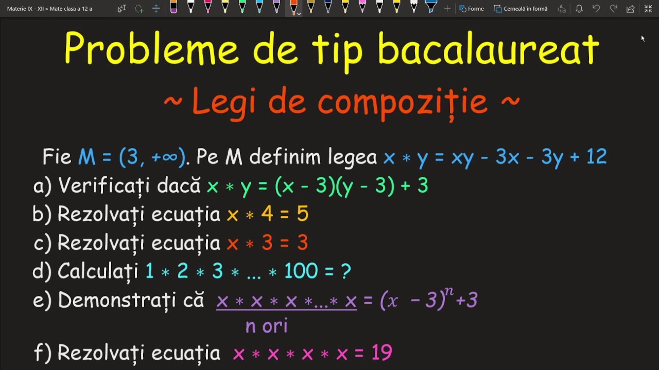 Bacalaureat legi de compozitie ecuatii exercitii clasa 12(Invata Matematica Usor-Meditatii Online)