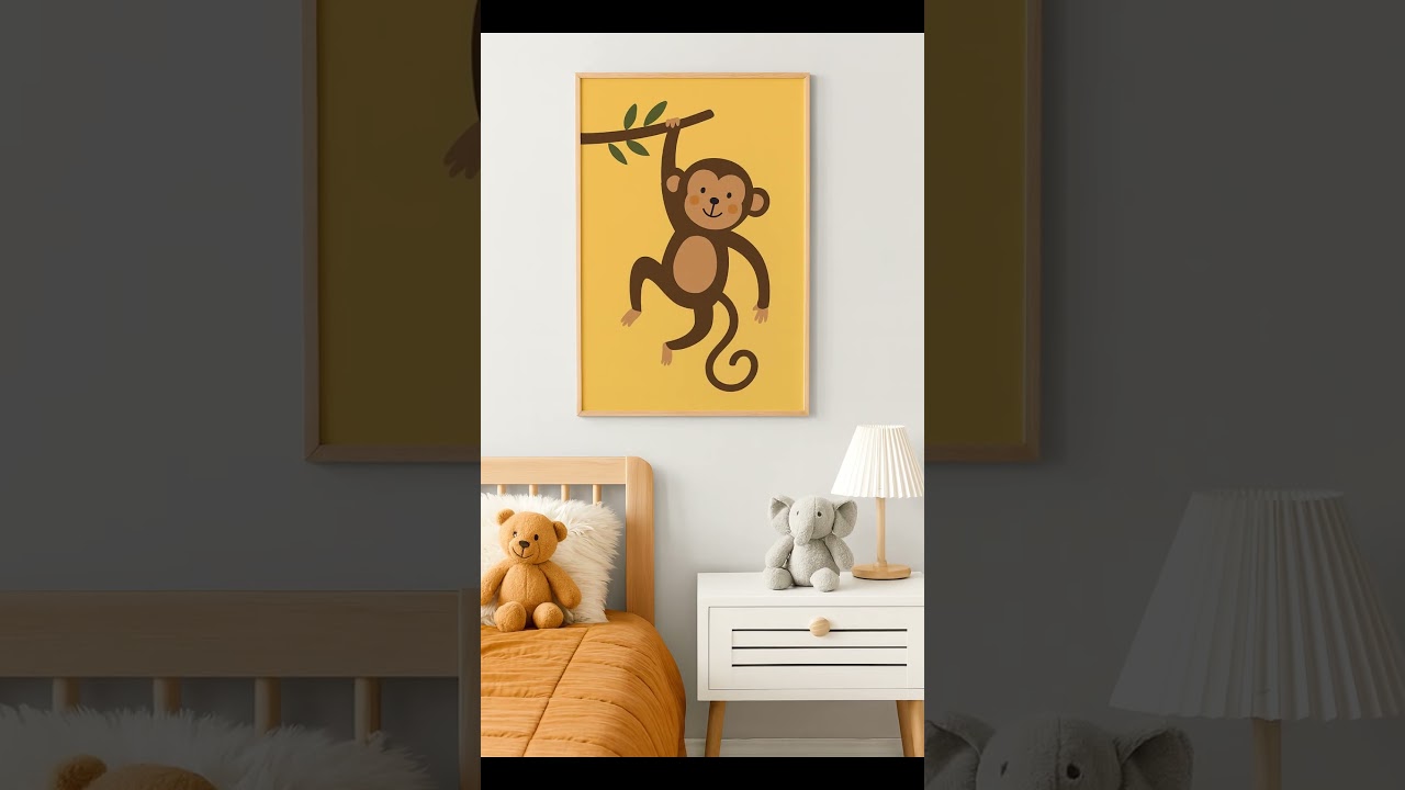 Playful Monkey Nursery Wall Art 🐵 | Jungle Safari Boho Baby Room Digital Download #etsy #shortsfeed