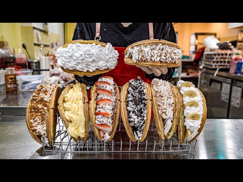 Waffles made with homemade dough and cream│Korean dessert