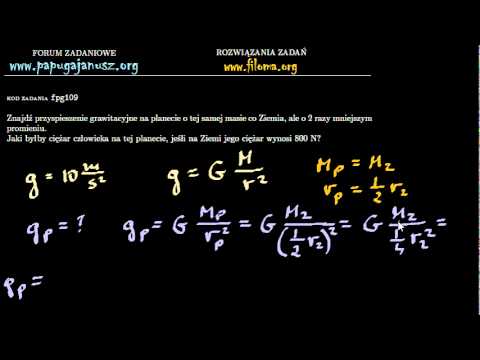 fpg109 - Przyspieszenie grawitacyjne na planecie - zadanie z fizyki - filoma.org