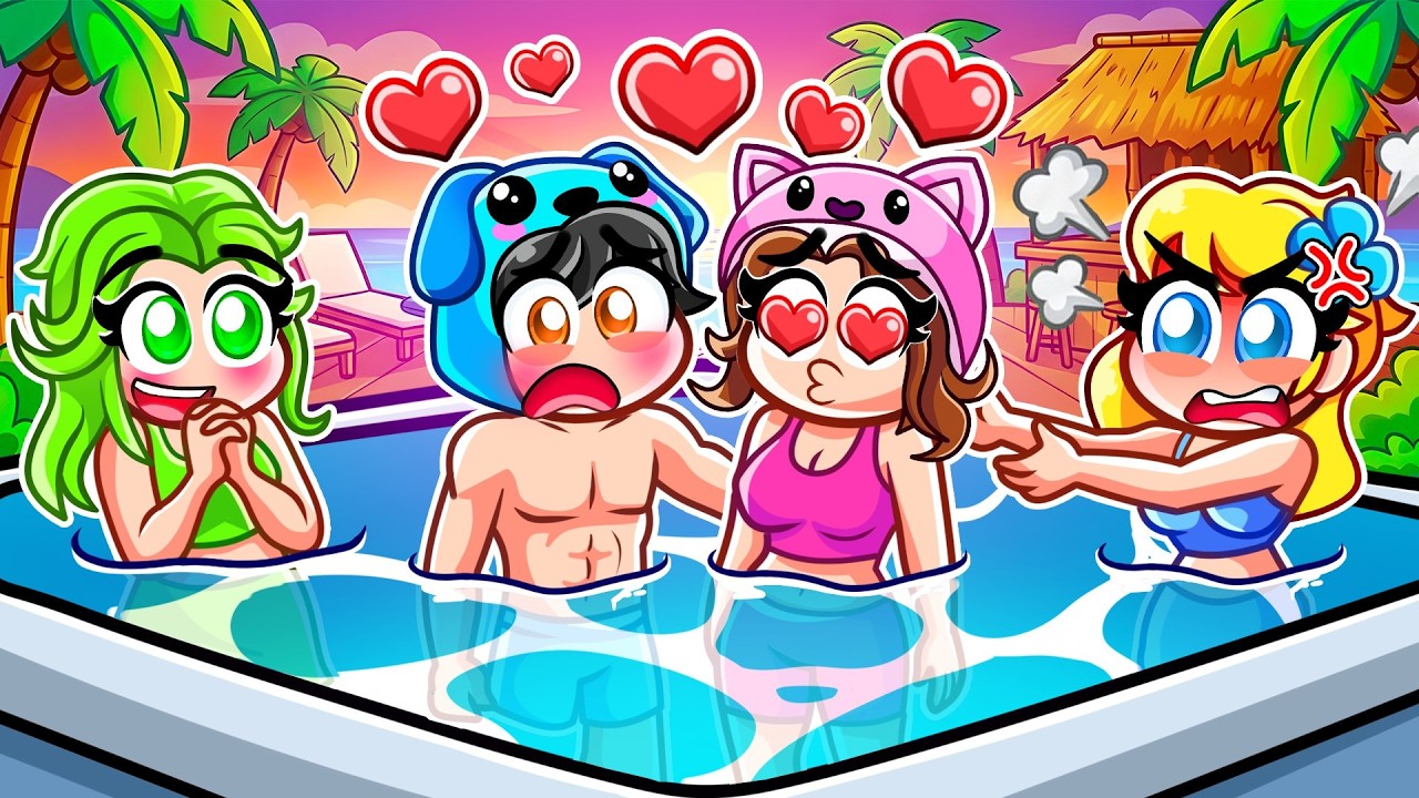 Omz KISSES Lily at the POOL PARTY in Roblox!