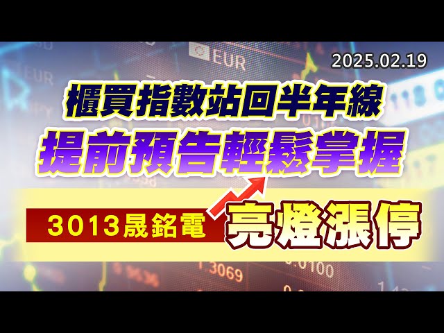 20250219《股市最錢線》#高閔漳 “櫃買指數站回半年線，提前預告輕鬆掌握，3013晟銘電亮燈漲停”
