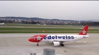 preview picture of video 'Swiss Avro RJ100 boarding & Edelweiss A320 taxi @ ZRH Zurich'