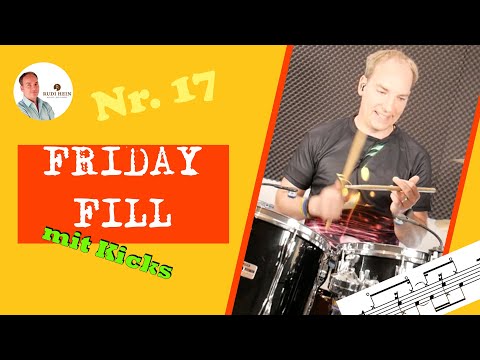 Friday-Fill Nr.17 - ein Fill mit Kicks - Schlagzeug lernen mit Profi Rudi Hein - Online Tutorials