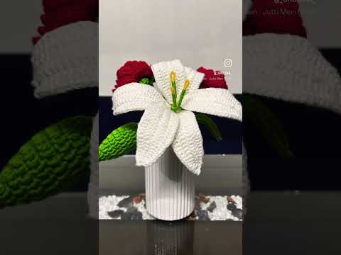 Crochet Flowers || Crochet Red Rose || Crochet White Lily #crochet #crochetrose
