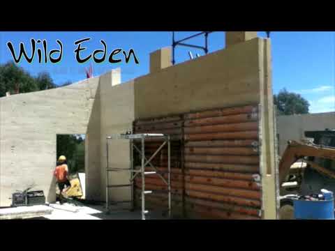 Stabilised Rammed Earth - unveiling large wall with window time lapse. Wild Eden