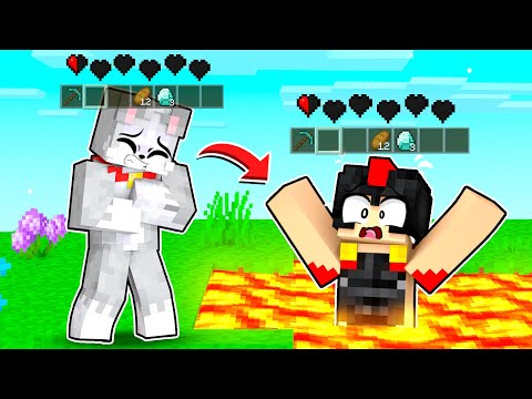 Paso MINECRAFT pero COMPARTIMOS EL INVENTARIO Y CORAZONES 😱 RETO HARDCORE INVICTOR