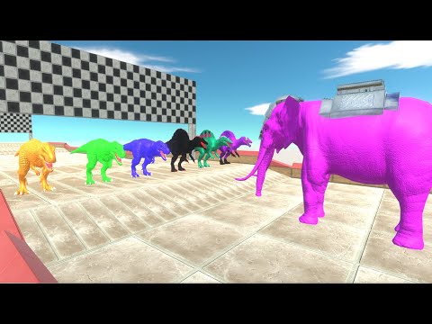 SPEED RACE CHAMPIONSHIP COLOR DINOSAURS BRIDGE IN THE CLOUDS - Animal Revolt Battle Simulator