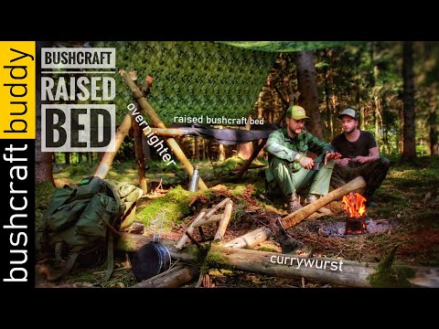 Raised Bushcraft Bed Overnighter | Currywurst | Fried Potatoes | Waterfalls | Kaiserschmarrn