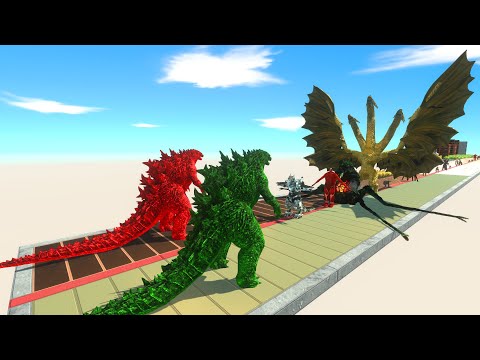 GODZILLA RED AND GODZILLA GREEN DEATH RUN - Animal Revolt Battle Simulator