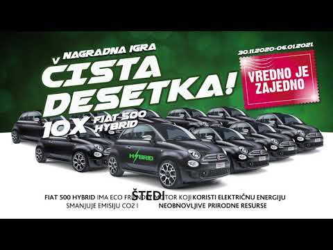 Nagradna igra | Čista desetka 10xFiat 500 Hybrid