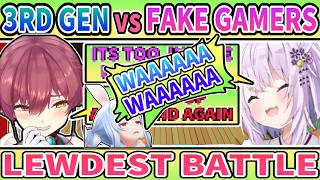 Marine and Okayu Fights Lewdest Battle and Pekora Blocks Their Words to Guard Her Channel [ENG SUB]