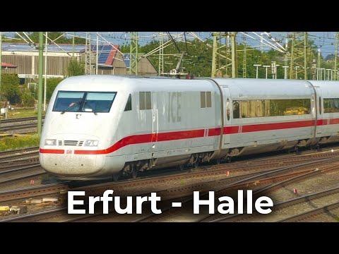 Deutsche Bahn: ICE 1 – Top Speed 280km/h | 4K Führerstandsmitfahrt: Erfurt - Halle | BR 401