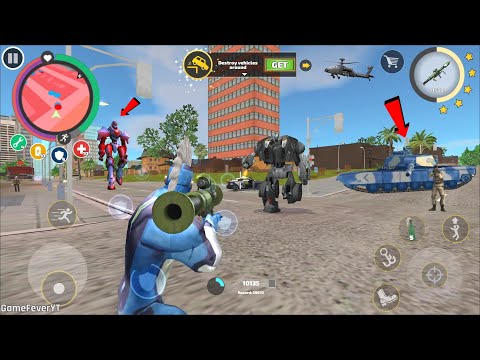 Rope Hero: Vice Town (Rope Hero Fight Black Car Robot) Russian Tanks on Road - Android Gameplay HD