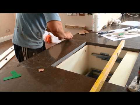 Silestone Amazon (dark) and Caesarstone Dreamy Marfil (light) Kitchen Worktop Fitting - July 2014