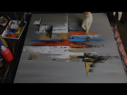 Abstract acrylic painting Demo / Palette Knife / Abstrakte Malerei "Modern Line 1002" by Victoria