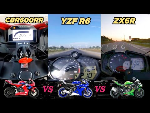 Honda CBR600RR 🆚️ Yamaha YZF R6 🆚️ Kawasaki ZX6R | Top Speed Attempt 🔥#r6 #zx6r #cbr600rr