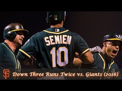 Oakland Athletics Comebacks Episode 6 - Down Three Runs Twice vs. Giants (2016)