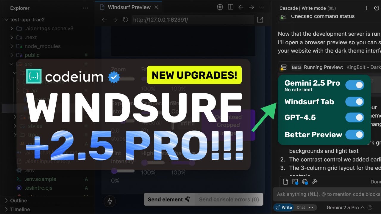 Windsurf (New Upgrades) + FREE Gemini 2.5 Pro : This is THE MOST RELIABLE & BEST Coder with 2.5 Pro!