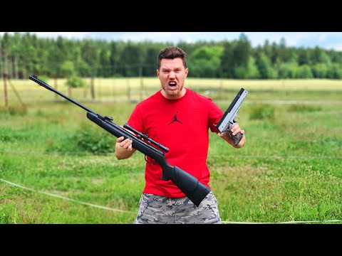 7.5 joules air pistol vs. 16 joules air rifle! - How big is the difference? (Comparison test)