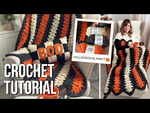 👻🧡 Spooky Strips | Easy Crochet Throw Blanket for Beginners 🎃🍂 | Free Mile-a-Minute Crochet Pattern