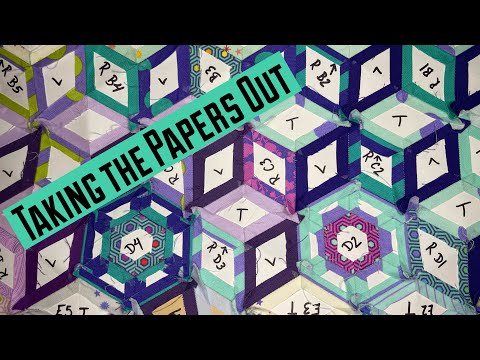 EPP Taking the papers out of an English paper piecing pattern, tumbling cosmos quilt pattern