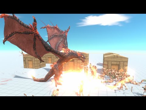 LAVA DRAGON vs 100 Ancient Humans Village ARBS Mod Animal Revolt Battle Simulator