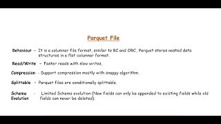 Parquet file Avro file RC ORC file formats in Hado