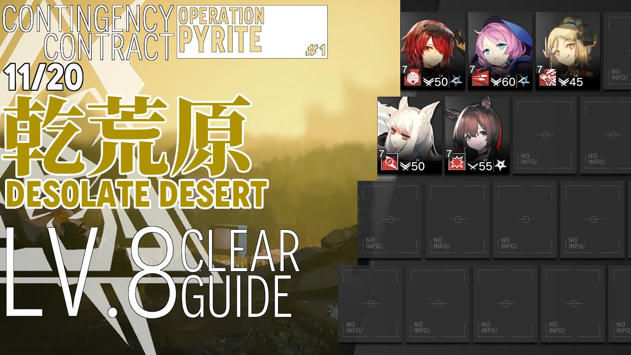 【アークナイツ】11/20 危機契約#1「乾荒原」危機等級8(デイリー任務含む) 高レアリティ クリア例