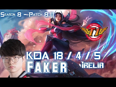 SKT T1 Faker IRELIA vs FIZZ Mid - Patch 8.11 KR Ranked