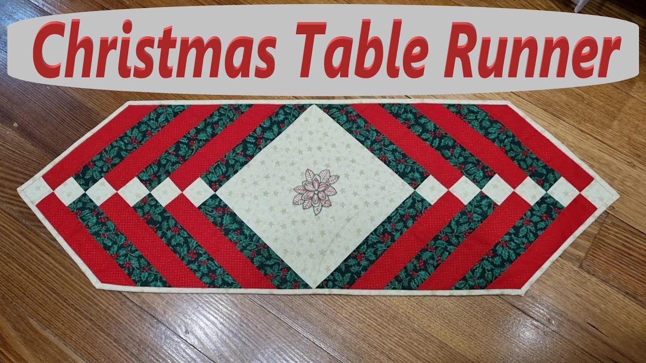 How to sew a Christmas Table runner. Quick & easy beginner quilting patchwork project with fat qtrs