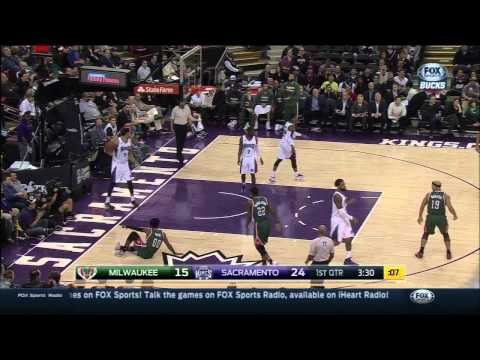 O.J. Mayo's reverse layup goes over the backboard