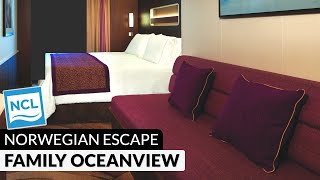 Norwegian Escape | Family Oceanview Stateroom Full Tour & Review 4K | NCL Cruises