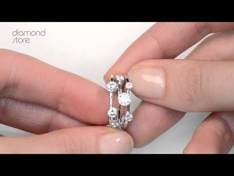 N4403 - Rain Drops Diamond 1.00ct And 18K White Gold Rubover Ring