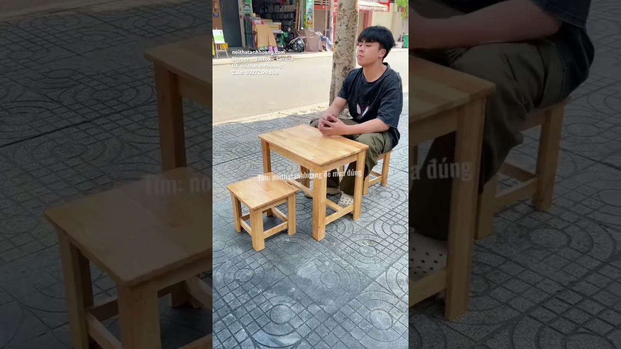 Bàn Ghế Gỗ Nhỏ Gọn Cho 2 Người – Dùng Ăn, Học Bài, Căn Hộ Mini