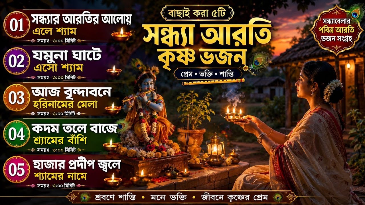 🌆 সন্ধ্যা আরতি কৃষ্ণ ভজন ২০২৬ | ৫টি নতুন হৃদয়ছোঁয়া কৃষ্ণ ভজন | Evening Krishna Bhajan Album