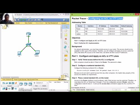 7.2.3.3 Packet Tracer Configuring an IPv4 ACL on VTY Lines - 9.2.3.3 Configuring an ACL on VTY Lines