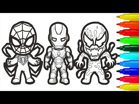Venom Spiderman Iron Man Wolverine Captain America  Before the fight Coloring pages