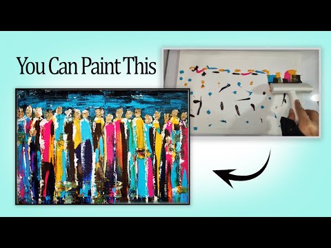 How to paint a SIMPLE abstract (Scrape Painting)