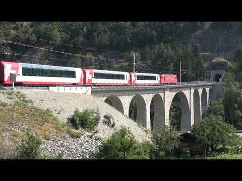 Trains From The Air - Luogelkinviadukt am Lötschberg und Rhoneviadukt-Zug, train