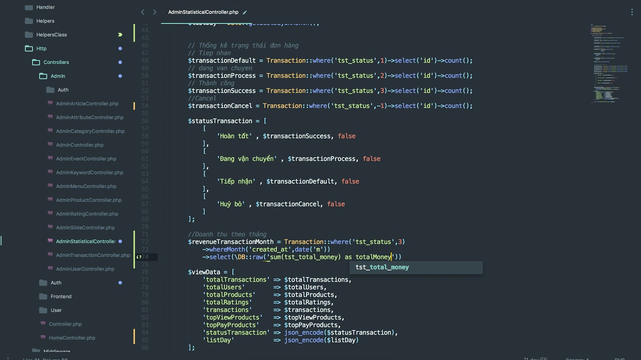 [Seri] - Website đồng hồ - Thống kê và nhóm doanh thu từng ngày trong tháng P2