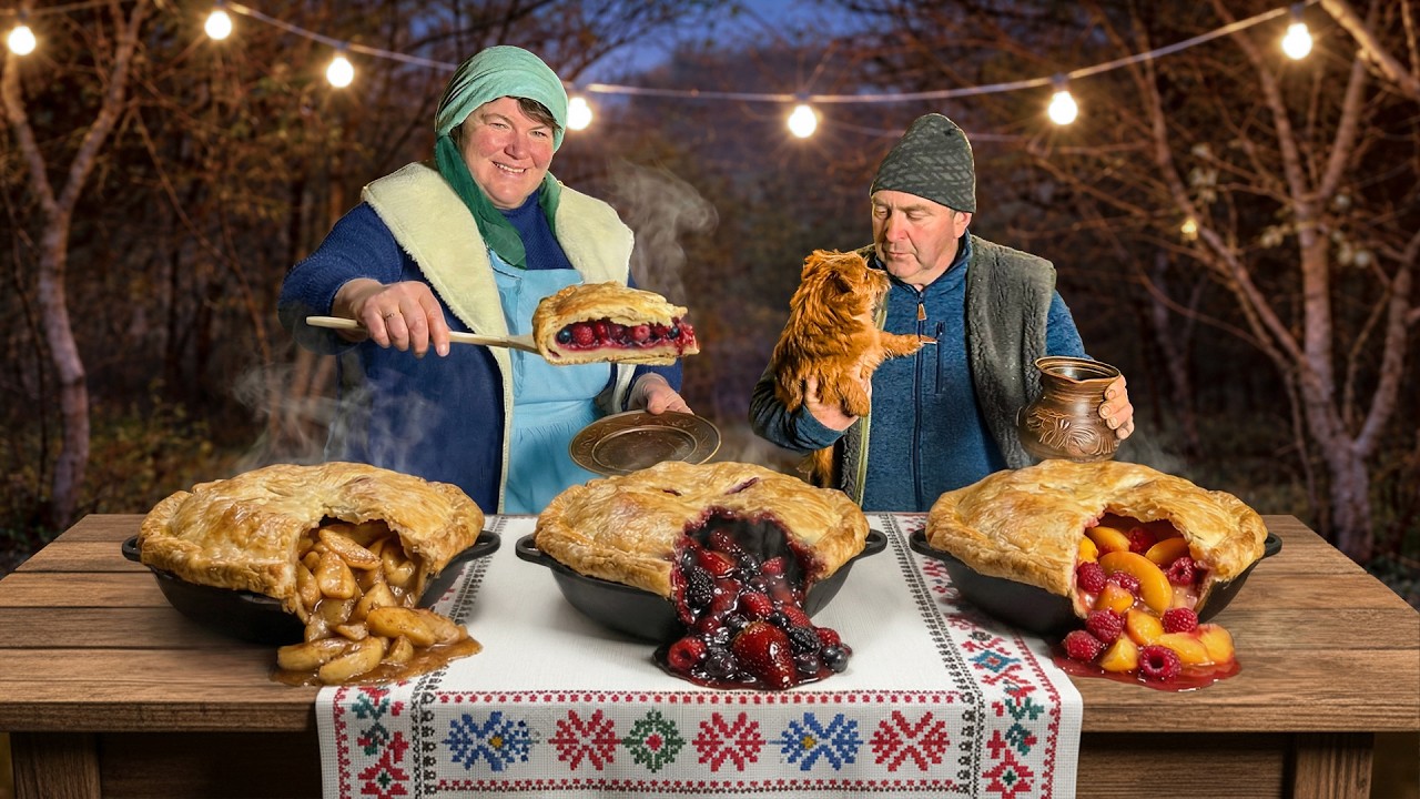 Three Fruit Pies, One Fire | Slow Cast Iron Cooking in the Countryside