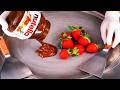 ASMR Nutella Strawberry Ice Cream Rolls Oddly Satisfying Fast Rough Tapping Scratching ASMR