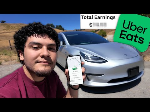 First Day Of UBER EATS In My USED TESLA!