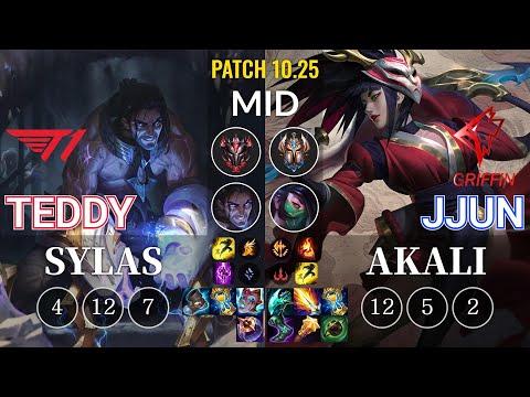 T1 Teddy Sylas vs GRF jjun Akali Mid - KR Patch 10.25