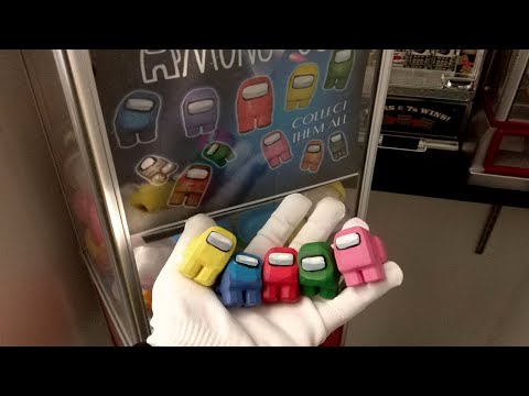 AMONG US CAPSULE MACHINE TOYS ASMR + FREE ROBLOX CARD CODE