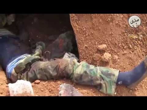 قتلى عناصر النظام على حاجز الصياد بعد السيطرة عليه من قبل لواء سرايا النصر في خان شيخون ضمن معركة صدى الأنفال