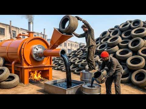 The Unbelievable Recycling ! How Old Waste Tyres Are Turned into Oil Fuel | Waste Recycling